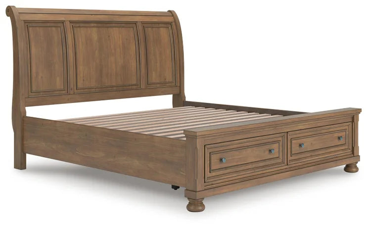 Vandenmore King Storage Sleigh Bed;Medium Brown