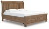 Vandenmore King Storage Sleigh Bed;Medium Brown