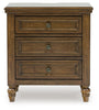 Sturlayne Three Drawer Night Stand;Brown