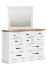 Ashbryn Dresser and Mirror; White/Natural