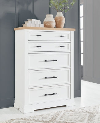 Ashbryn Chest of Drawers;WHITE/NATURAL
