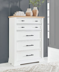 Ashbryn Chest of Drawers;WHITE/NATURAL