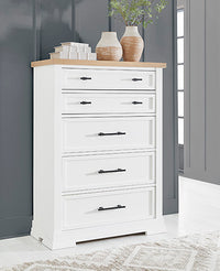 Ashbryn Chest of Drawers;WHITE/NATURAL