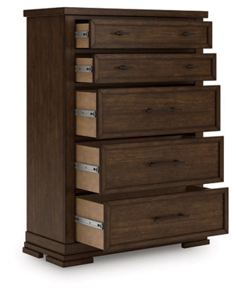 Taffenbrook Five Drawer Chest;Medium Brown