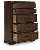 Taffenbrook Five Drawer Chest;Medium Brown