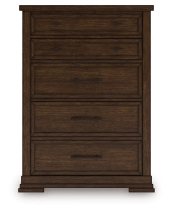 Taffenbrook Five Drawer Chest;Medium Brown