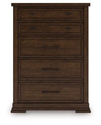 Taffenbrook Five Drawer Chest;Medium Brown
