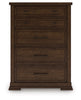 Taffenbrook Five Drawer Chest;Medium Brown