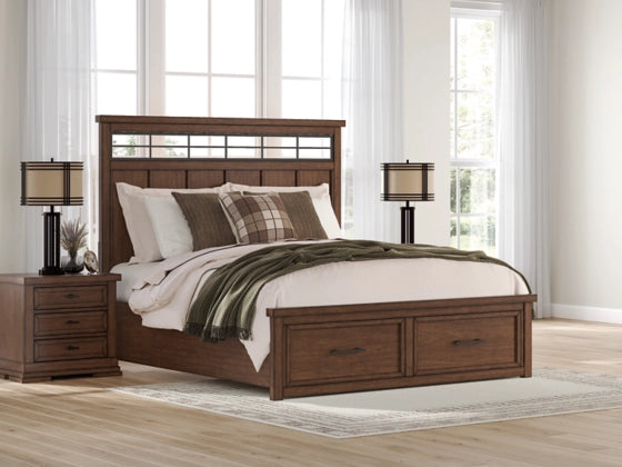 Taffenbrook King Panel Storage Bed;Medium Brown