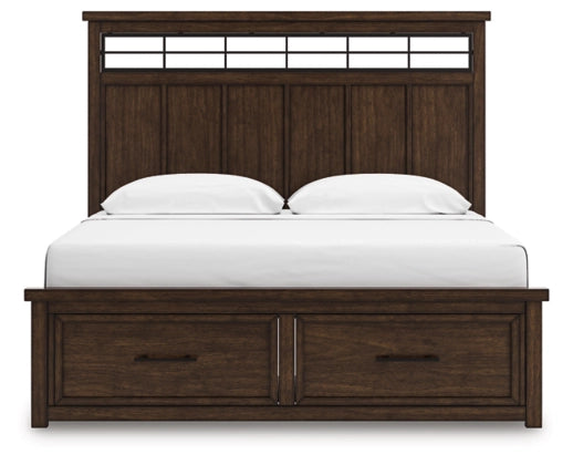 Taffenbrook King Panel Storage Bed;Medium Brown