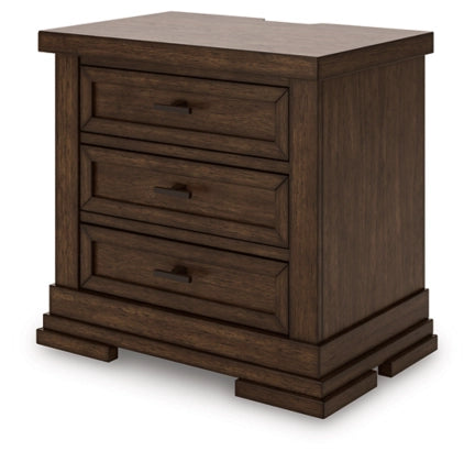 Taffenbrook Three Drawer Night Stand;Medium Brown