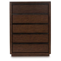FIVE DRAWER CHEST-KENDAMOR;DARK BROW