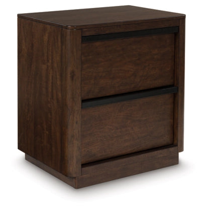 Kendamor Two Drawer Night Stand; Dark Brown