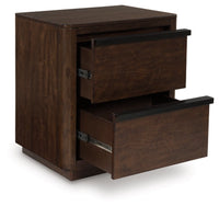 Kendamor Two Drawer Night Stand; Dark Brown