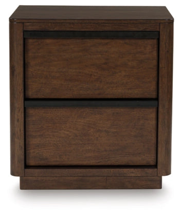 Kendamor Two Drawer Night Stand; Dark Brown