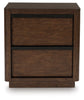 Kendamor Two Drawer Night Stand; Dark Brown