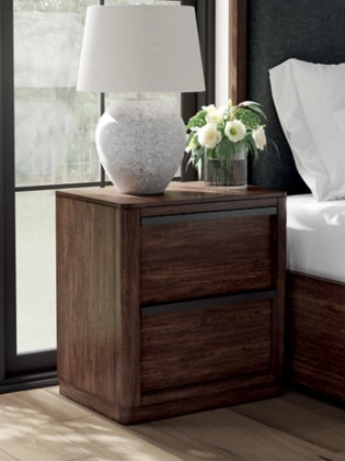 Kendamor Two Drawer Night Stand; Dark Brown