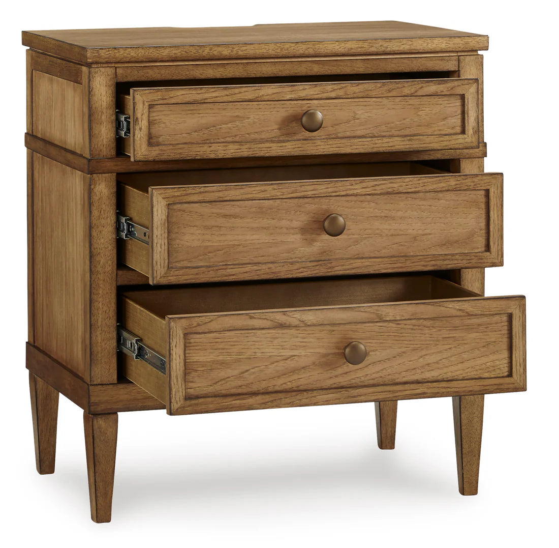 Sharlance Three Drawer Night Stand;Brown