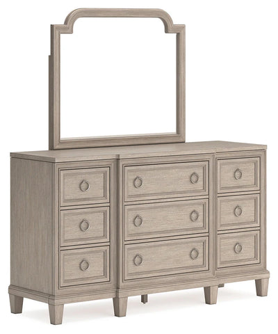 Jorlaina Dresser and Mirror; Light Grayish Brown
