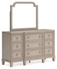 Jorlaina Dresser and Mirror; Light Grayish Brown