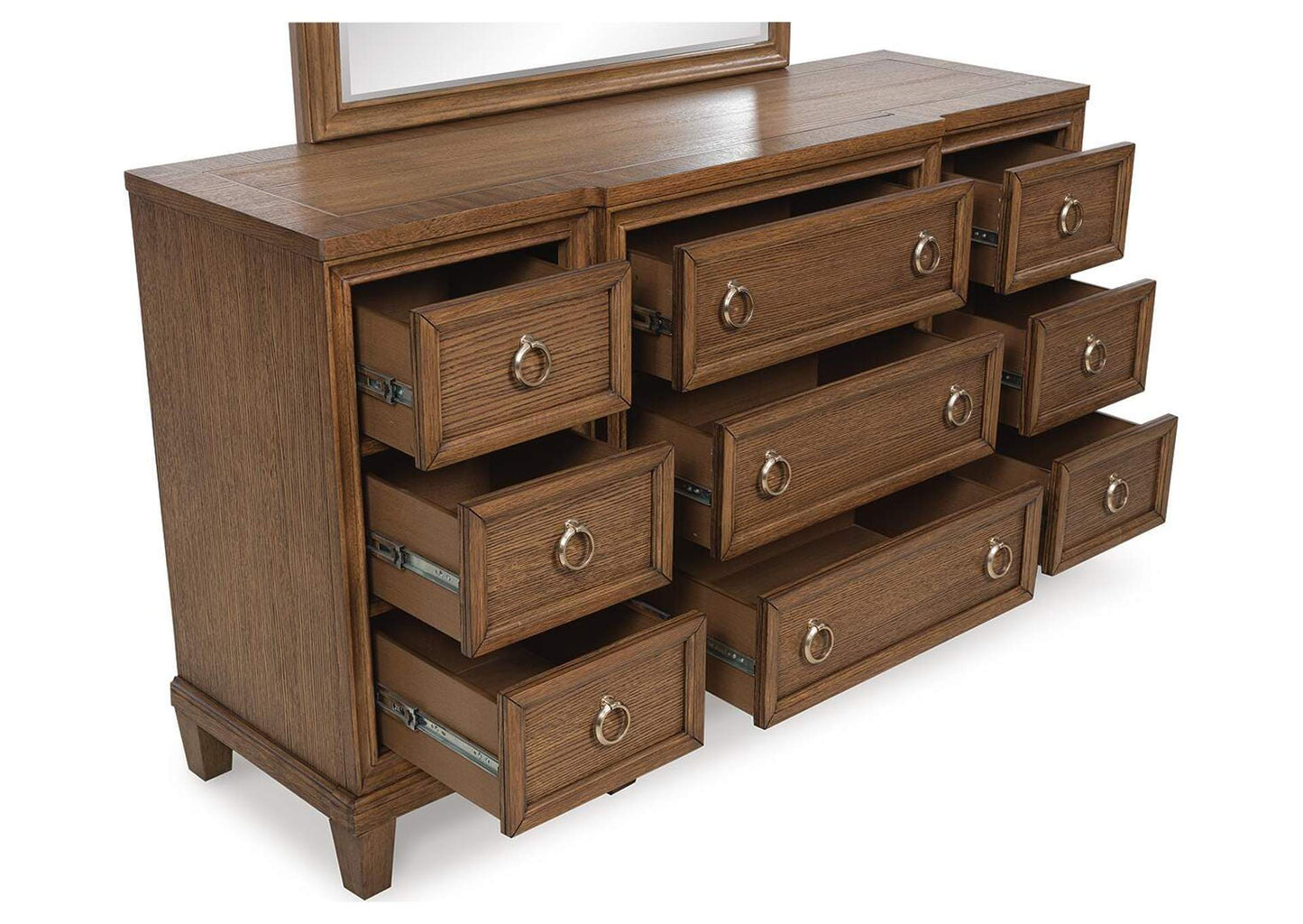 Jorlaina Dresser and Mirror;Brown