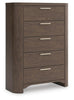 Neo Five Drawer Chest;Rich Brown