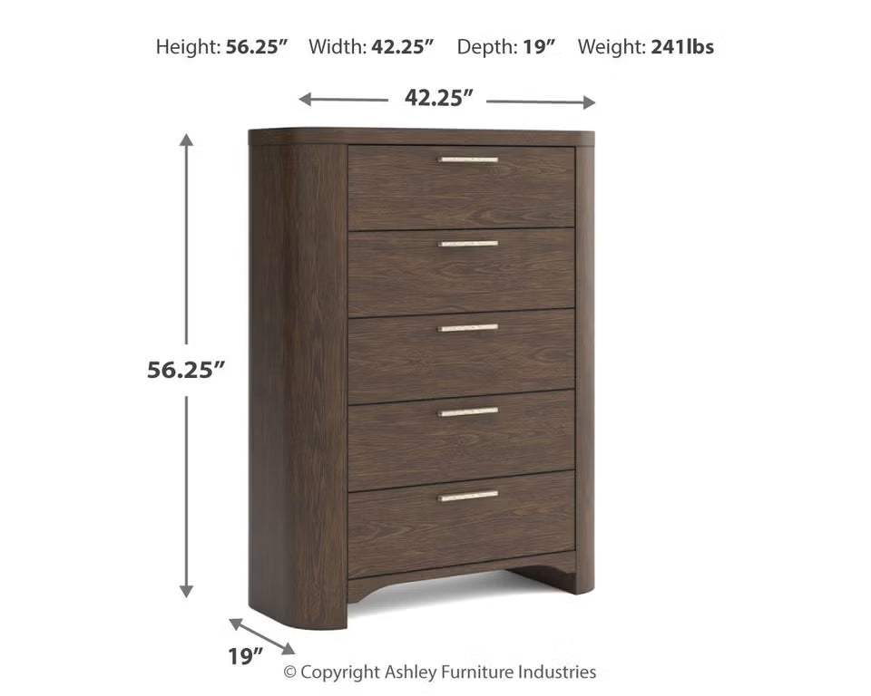 Neo Five Drawer Chest;Rich Brown