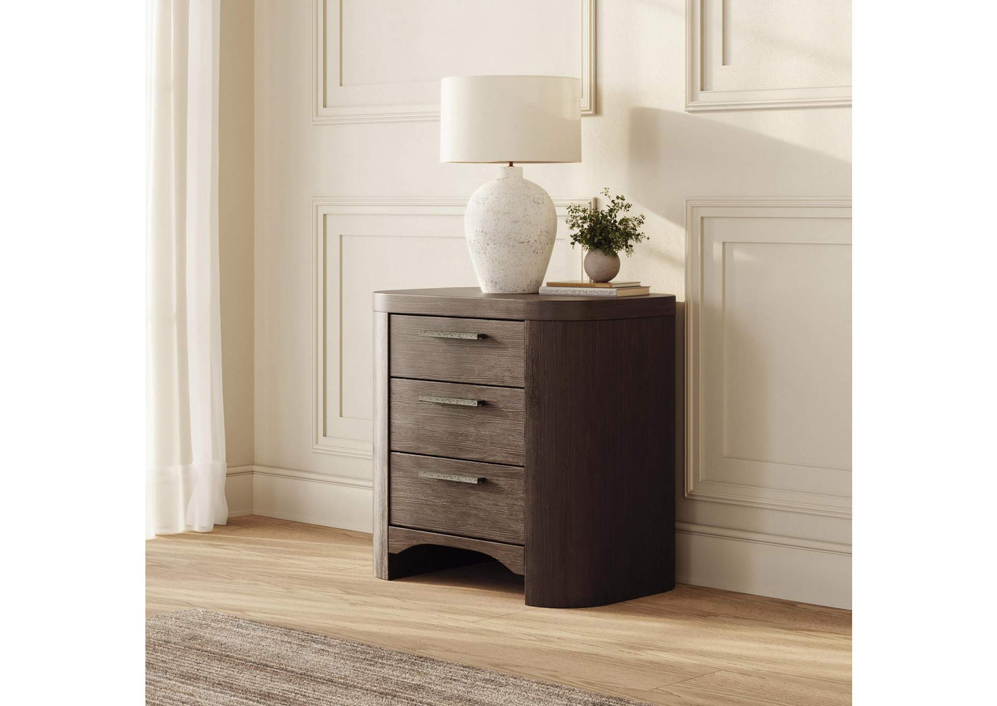 Neo Three Drawer Night Stand;Rich Brown