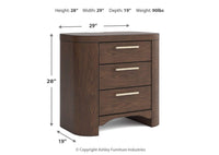 Neo Three Drawer Night Stand;Rich Brown