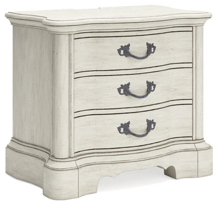 Arlendyne Three Drawer Night Stand;Antique White