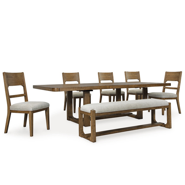 Cabalynn Dining Extension Table and 5 Chairs and Bench