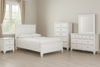 Fortman Queen Bed With Mirrored Dresser, Chest and Nightstand;White