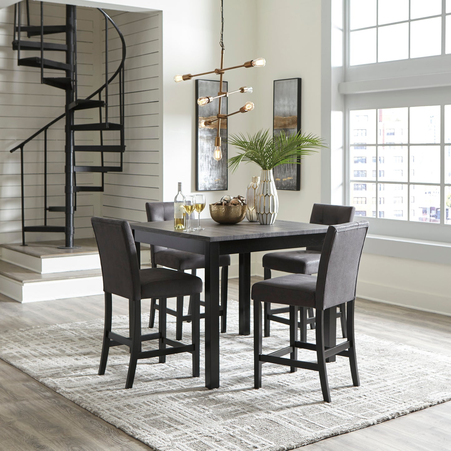 Garvine Counter Height Dining Table and Bar Stools (Set of 5) - Ashley Furniture - Brunei
