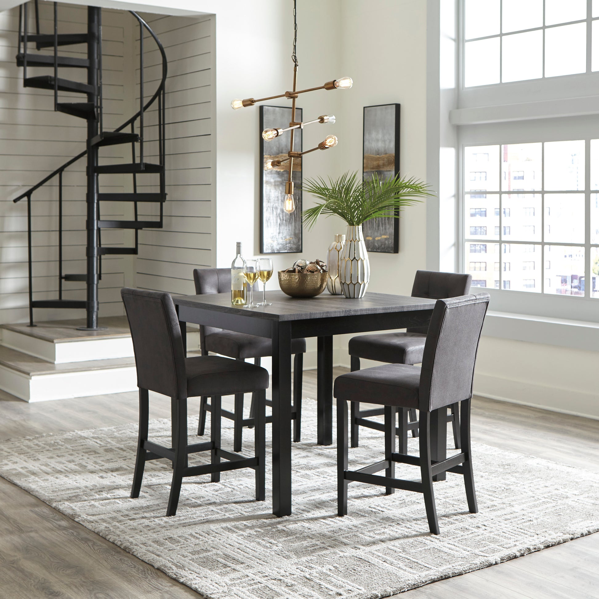 Garvine Counter Height Dining Table and Bar Stools (Set of 5) - Ashley Furniture - Brunei
