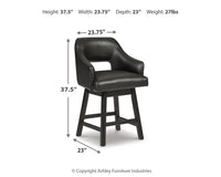 Tallenger UPH Swivel Barstool;Black/Dark Brown
