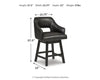 Tallenger UPH Swivel Barstool;Black/Dark Brown