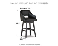 Tallenger Tall UPH Swivel Barstool;Black/Dark Brown
