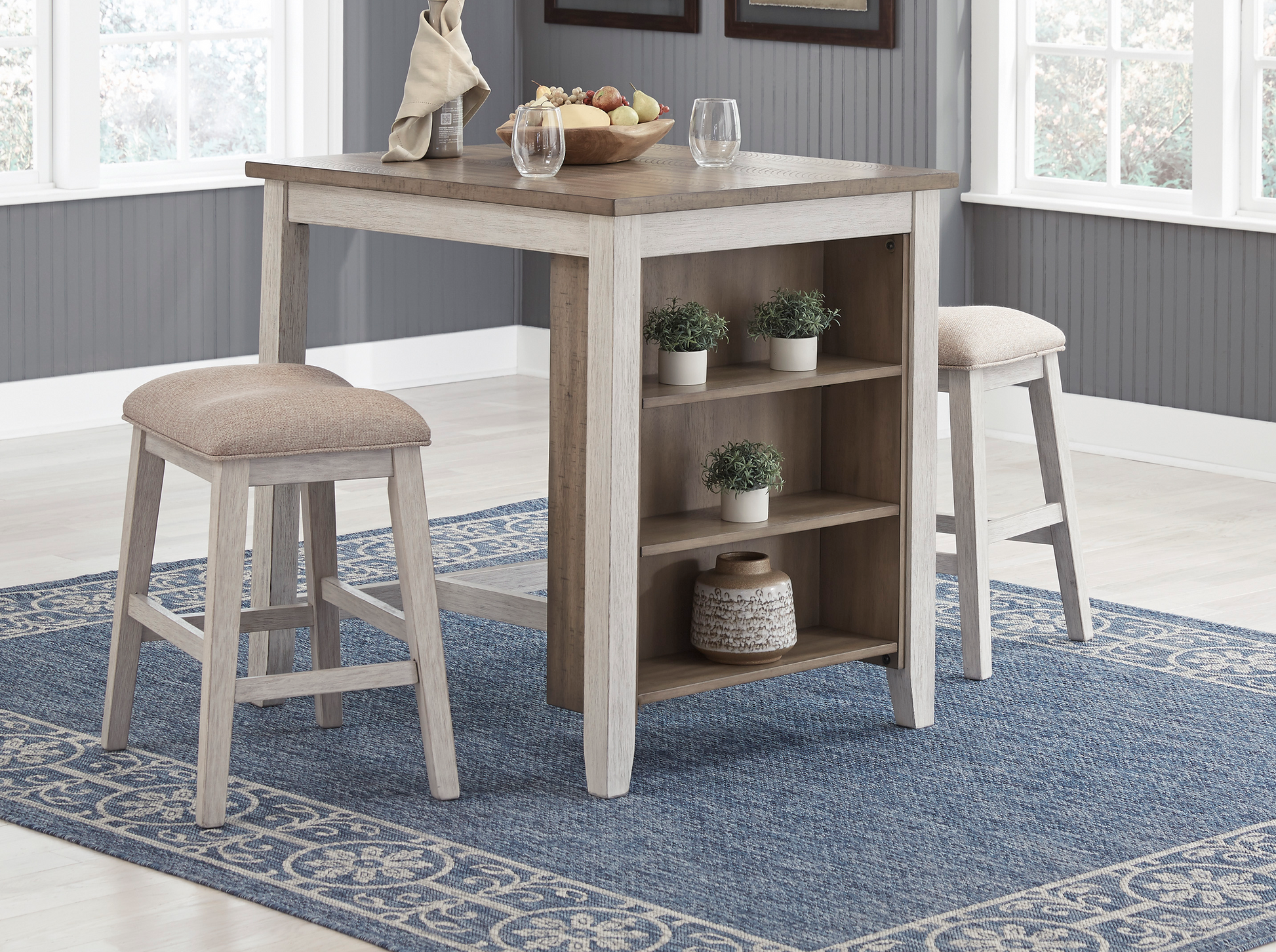 Skempton Counter Height Dining Table and Bar Stools (Set of 3) - Ashley Furniture - Brunei
