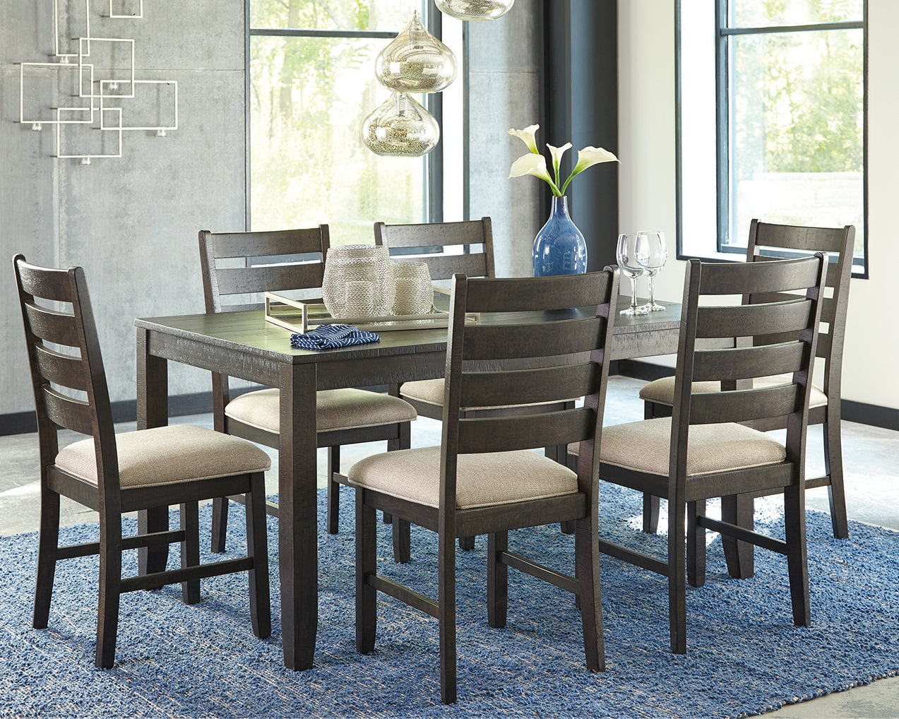 Rokane Dining Table and Chairs (Set of 7) - Ashley Furniture - Brunei