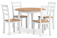 Gesthaven Dining Room Set with 4 chairs; Natural/White