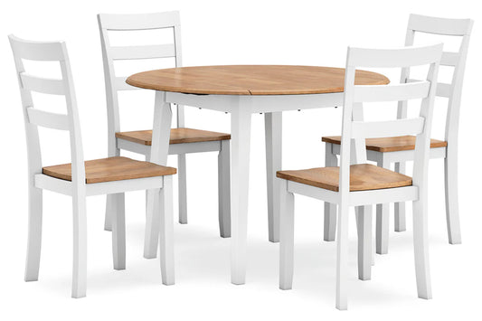 Gesthaven Dining Room Set with 4 chairs; Natural/White