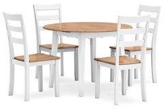 Gesthaven Dining Room Set with 4 chairs; Natural/White