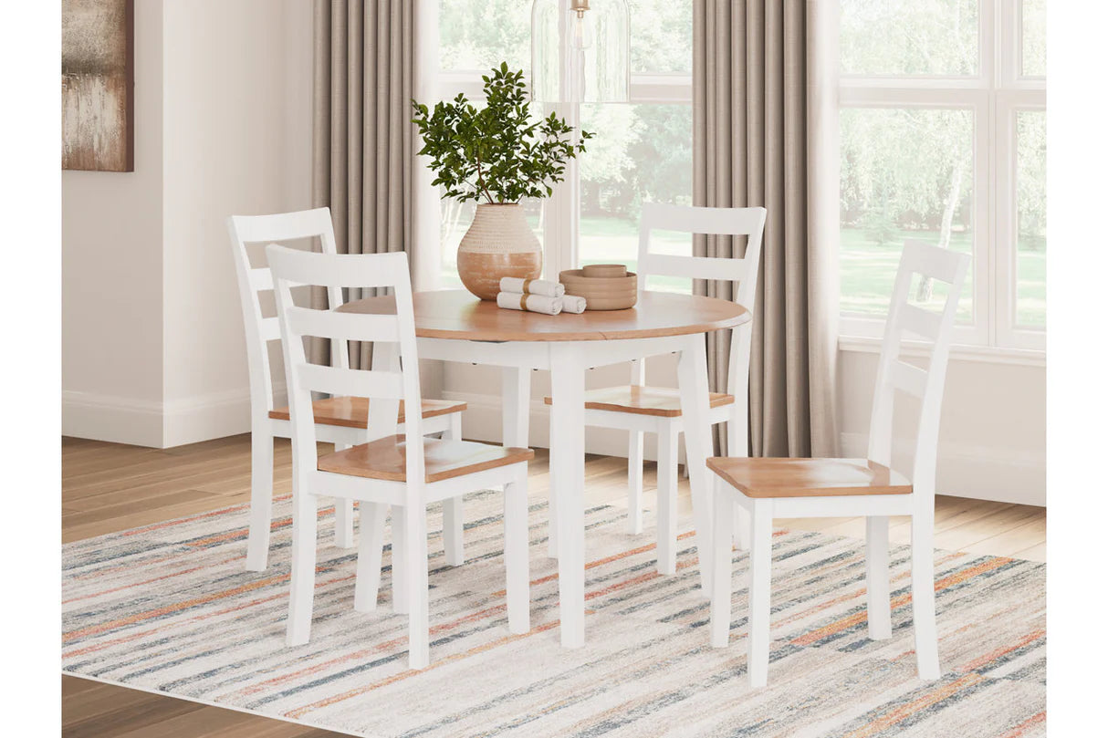Gesthaven Dining Room Set with 4 chairs; Natural/White