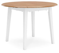Gesthaven Round DRM Drop Leaf Table; Natural/White