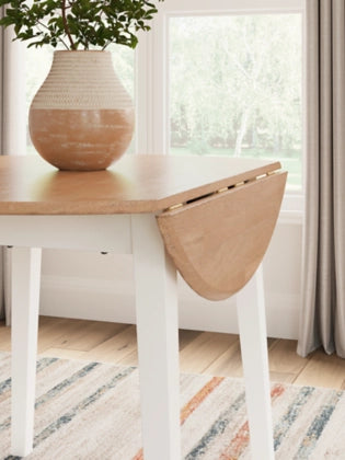 Gesthaven Round DRM Drop Leaf Table; Natural/White