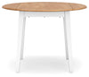 Gesthaven Round DRM Drop Leaf Table; Natural/White