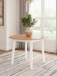 Gesthaven Round DRM Drop Leaf Table; Natural/White