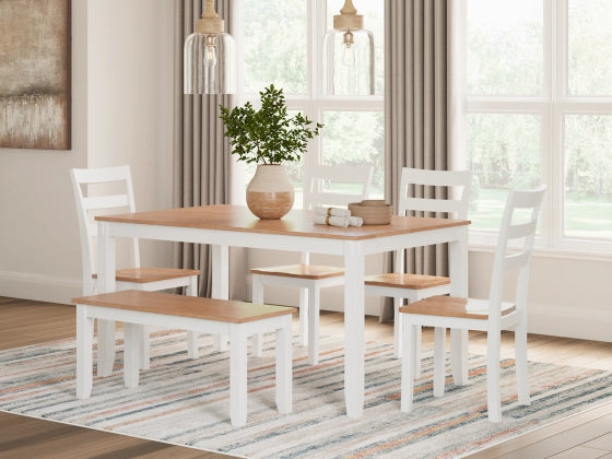 Gesthaven Dining Room Table Set; Natural/White