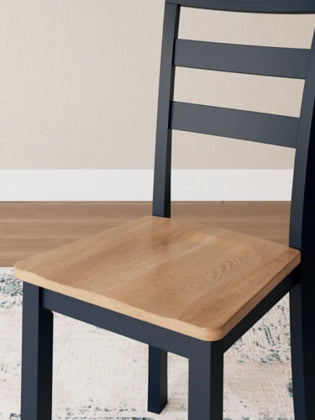Gesthaven Dining Room Side Chair;Natural/Blue (Set of Two)
