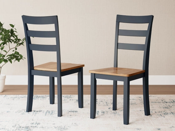 Gesthaven Dining Room Side Chair;Natural/Blue (Set of Two)
